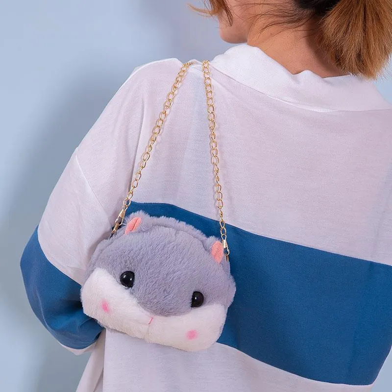 Cartoon Plush Chain Female Cute Hamster Crossbody Bags