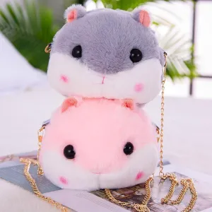Cartoon Plush Chain Female Cute Hamster Crossbody Bags