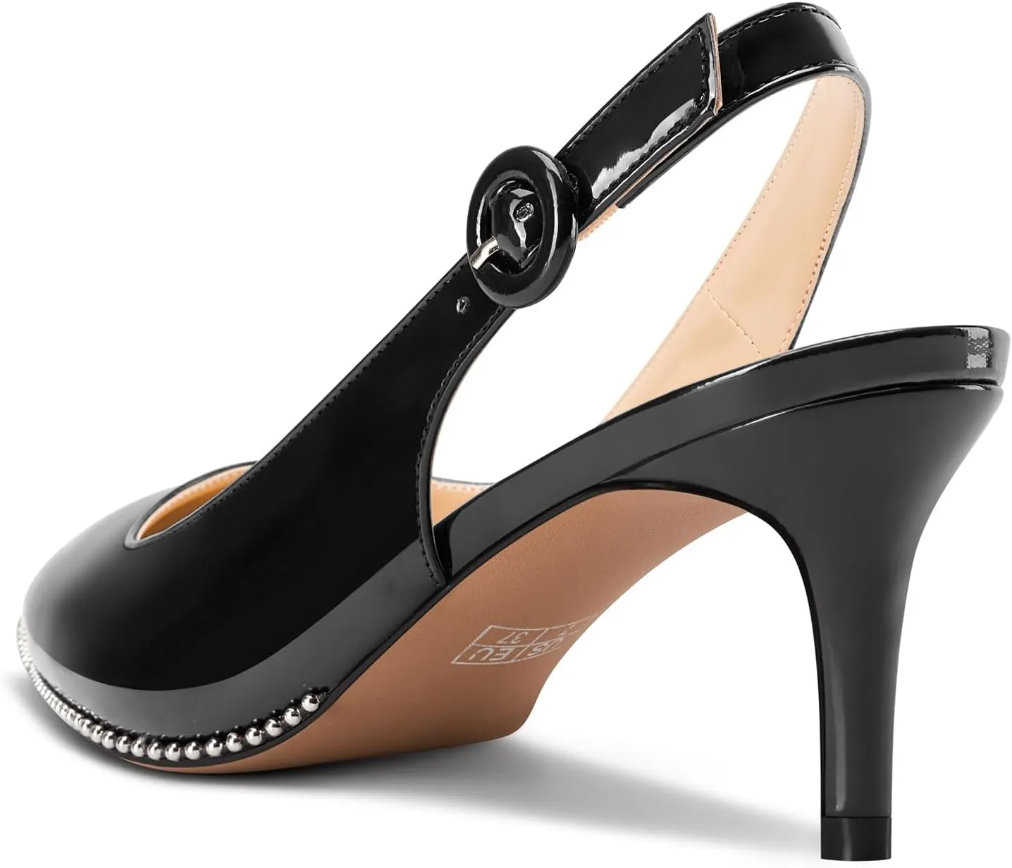 Castamere Womens Mid Kitten Heel Pointed Toe Slingback Slip-On Pumps Beaded Pearls Wedding Prom 2.6 Inches Heels