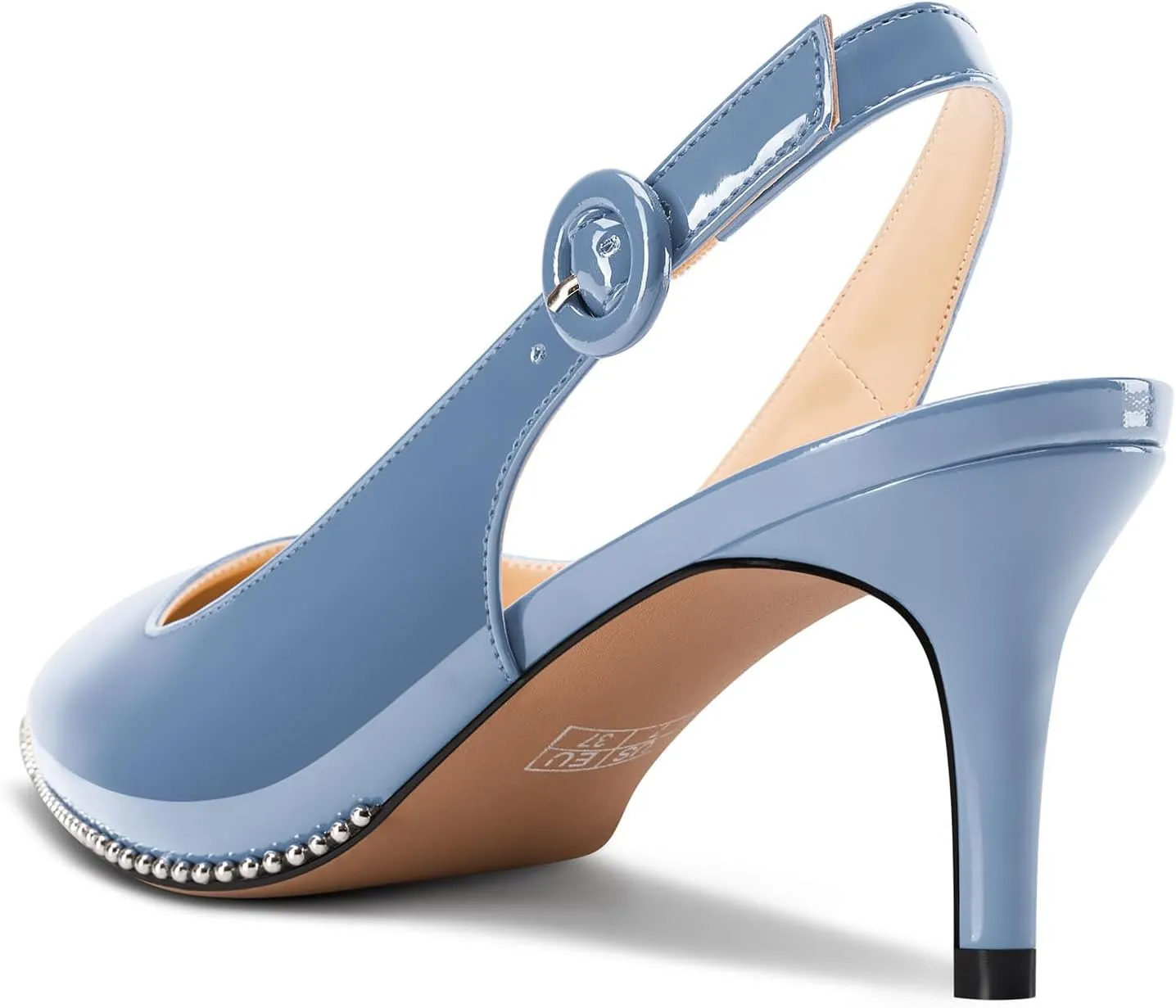 Castamere Womens Mid Kitten Heel Pointed Toe Slingback Slip-On Pumps Beaded Pearls Wedding Prom 2.6 Inches Heels