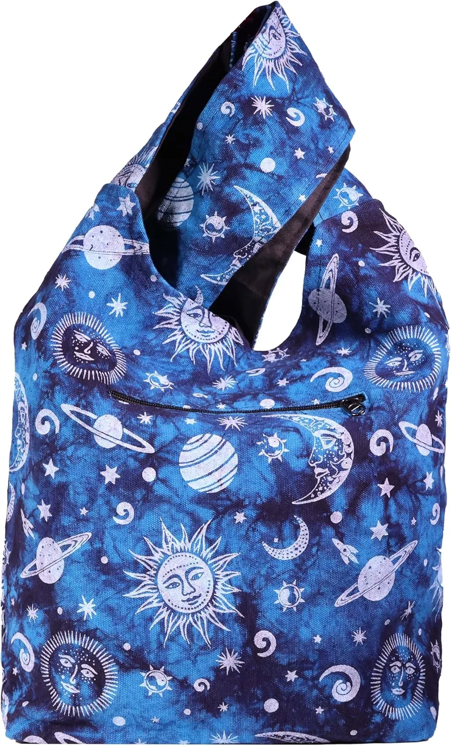 Celestial Sun Moon & Stars Hippie Crossbody Boho Shoulder Bucket Bag