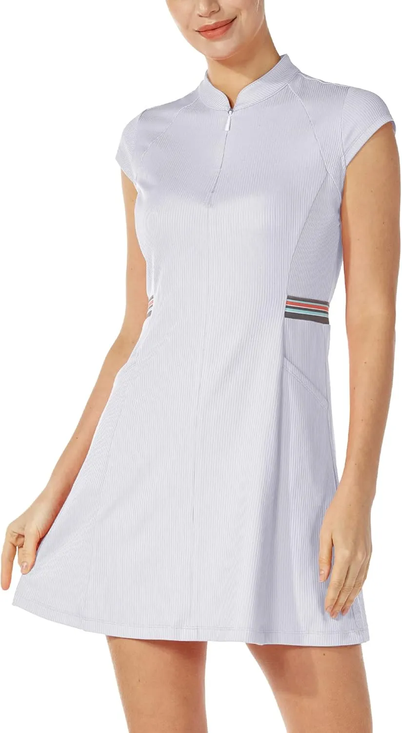 ChinFun Tennis Golf Dresses for Women, Tennis Golf Dress with Built in Shorts and 4 Pockets UPF 50 