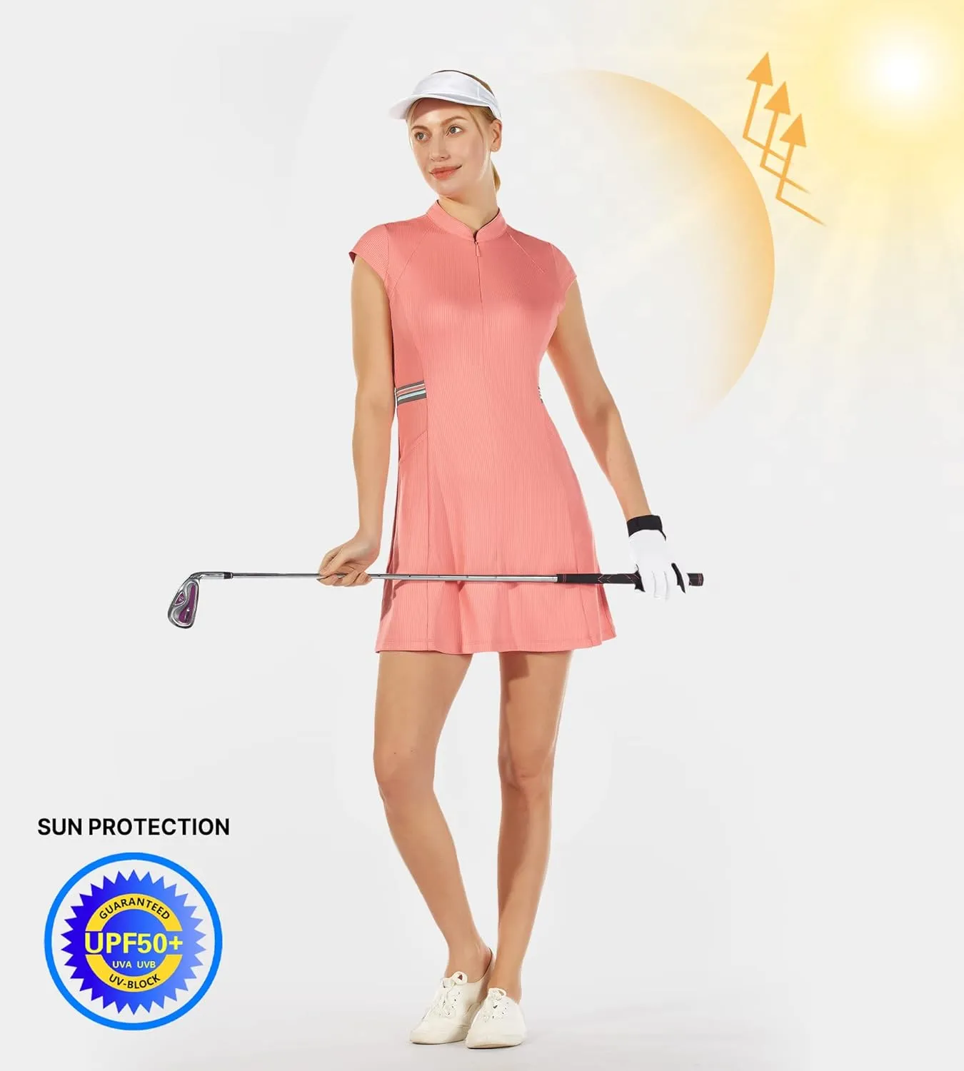 ChinFun Tennis Golf Dresses for Women, Tennis Golf Dress with Built in Shorts and 4 Pockets UPF 50 