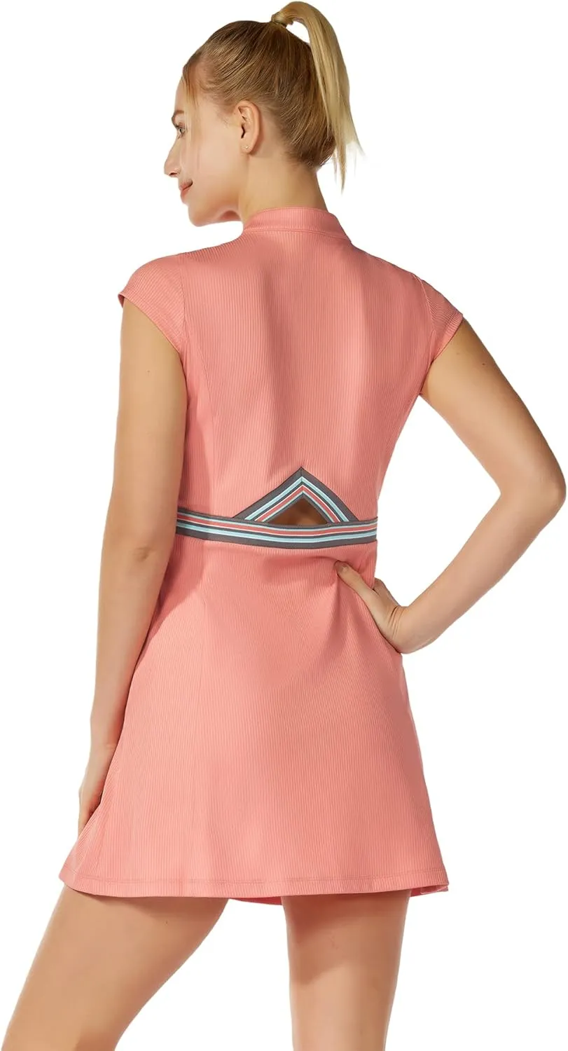 ChinFun Tennis Golf Dresses for Women, Tennis Golf Dress with Built in Shorts and 4 Pockets UPF 50 