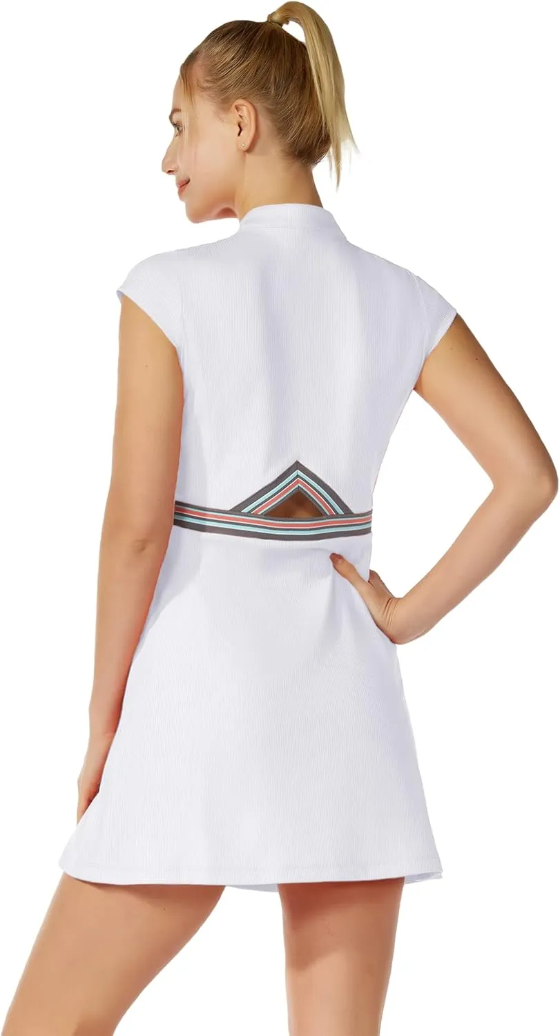 ChinFun Tennis Golf Dresses for Women, Tennis Golf Dress with Built in Shorts and 4 Pockets UPF 50 