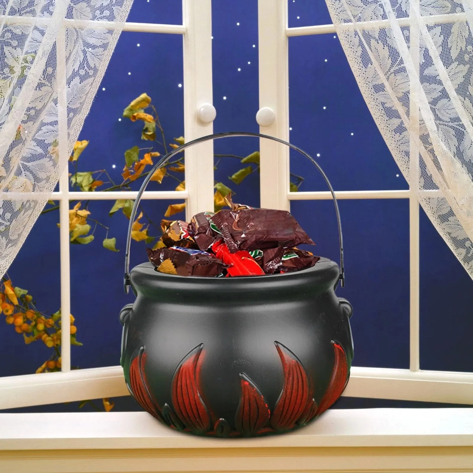 Christmas Candy Bucket Pot Witch Skeleton Cauldron Holder Jar Trick or Treat Christmas Party Decoration Props Kids Toy