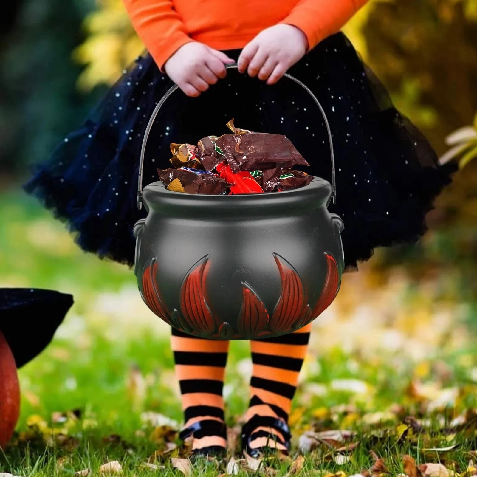 Christmas Candy Bucket Pot Witch Skeleton Cauldron Holder Jar Trick or Treat Christmas Party Decoration Props Kids Toy