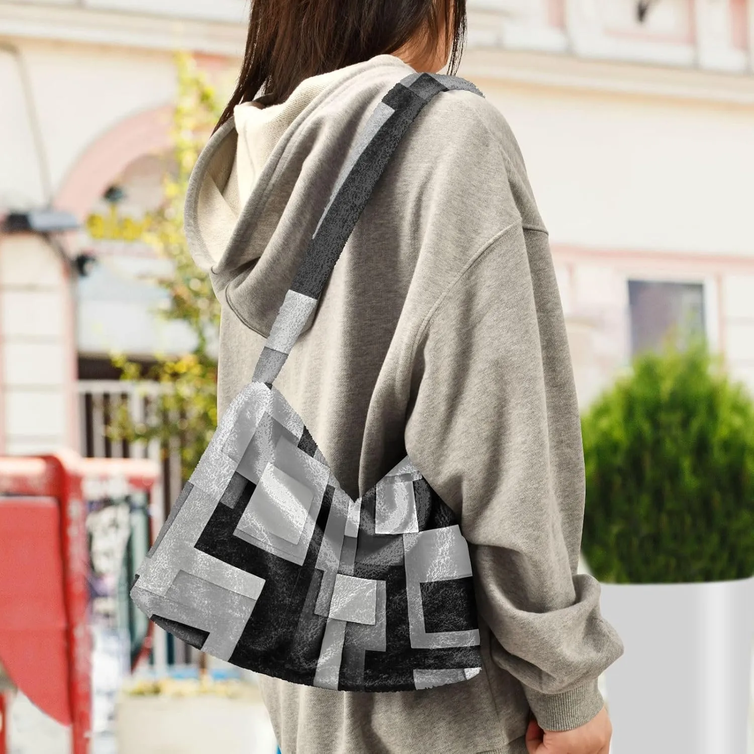 Christmas Symbols Plush Bag, Shoulder Bags with Zipper, Shoulder Bag for Woman