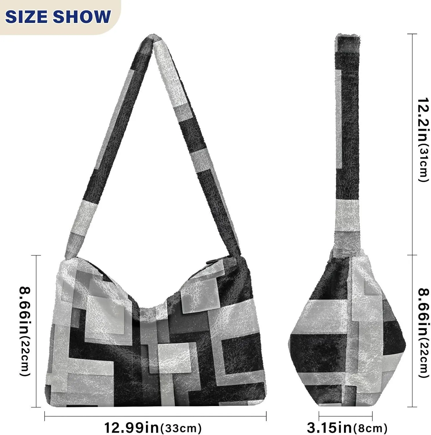 Christmas Symbols Plush Bag, Shoulder Bags with Zipper, Shoulder Bag for Woman