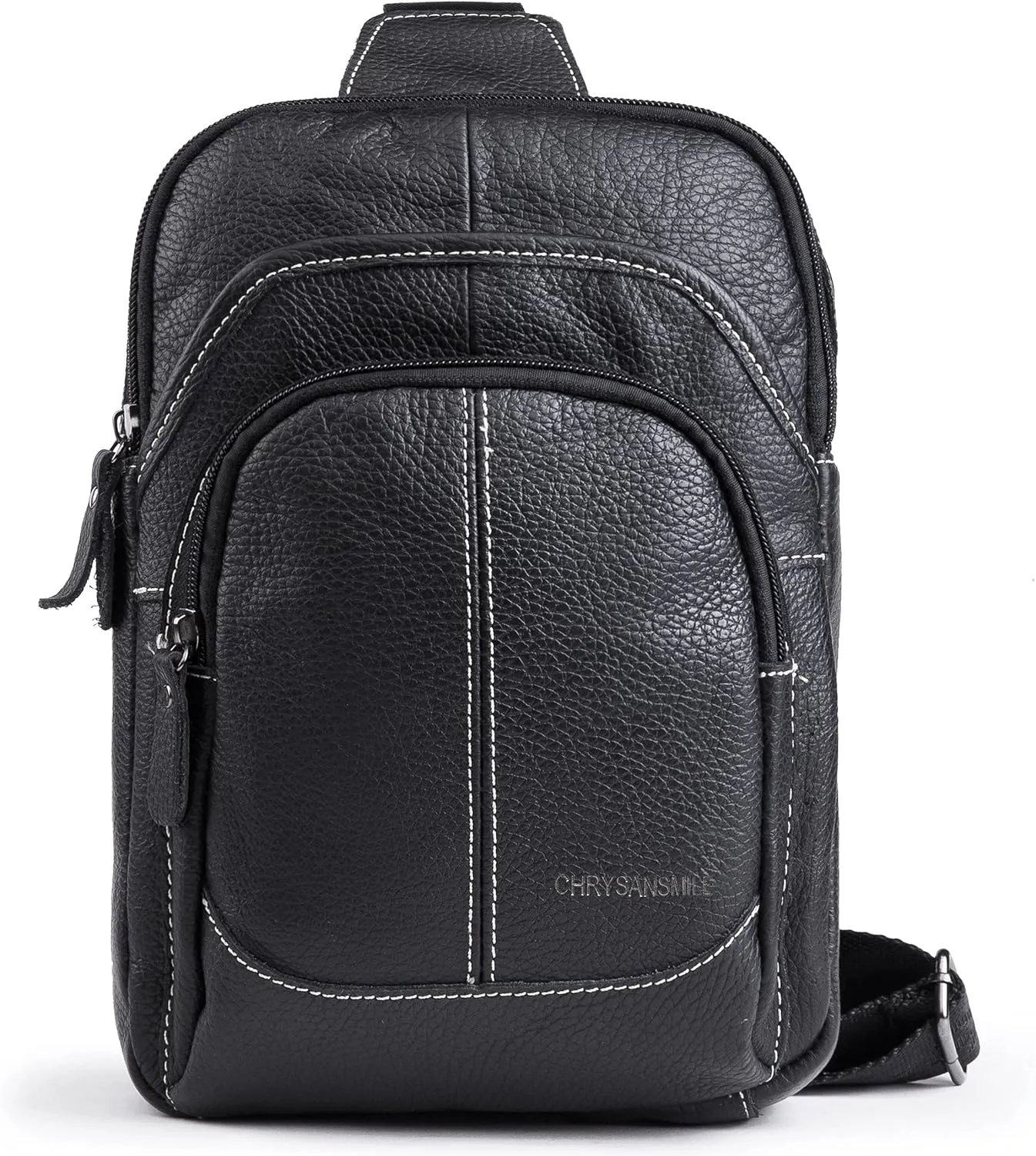 Chrysansmile Sling Bag for Men Black Crossbody Bags for Women Genuine Leather Cross Body Bag Mini Backpack for Travel Outdoor