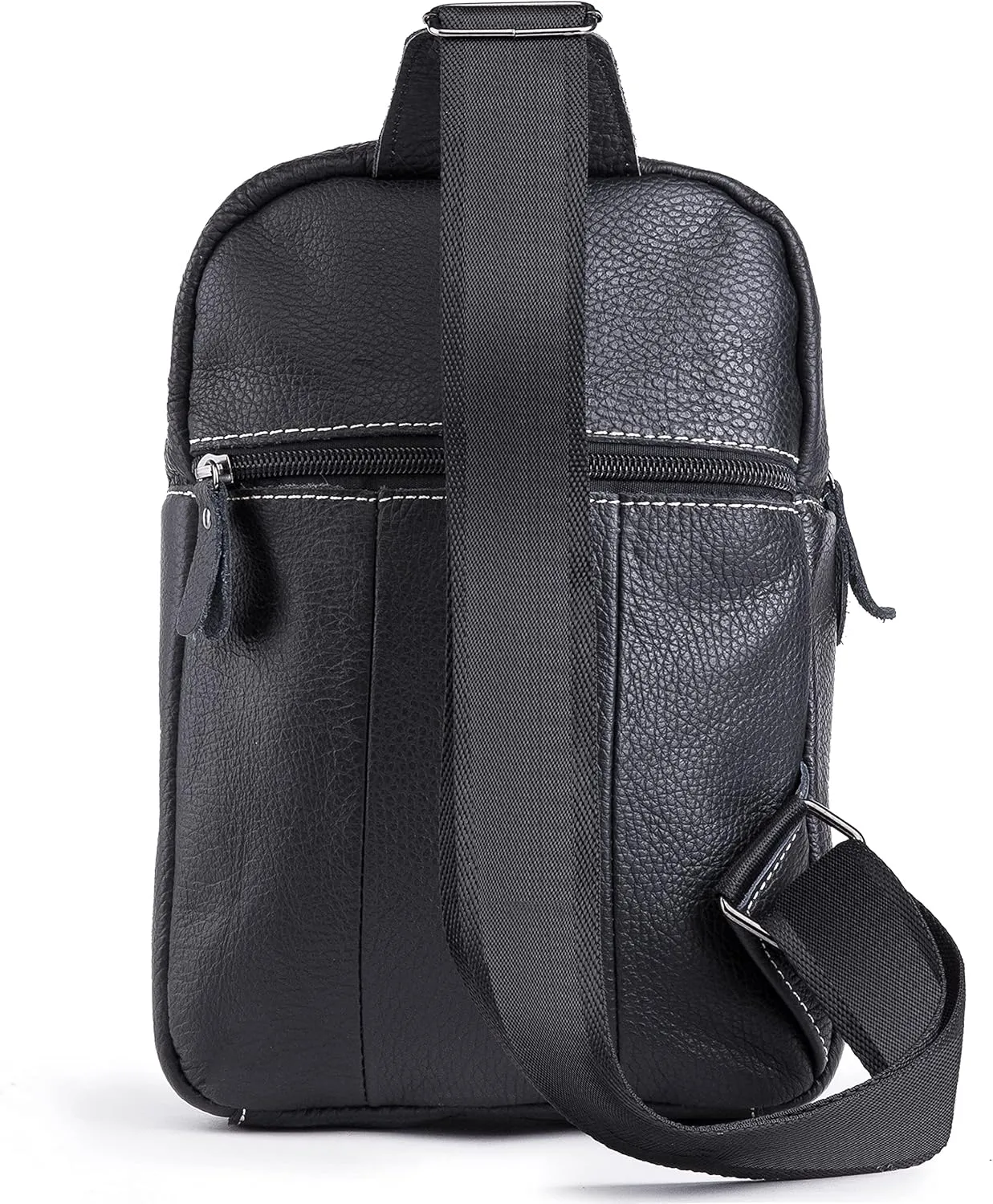 Chrysansmile Sling Bag for Men Black Crossbody Bags for Women Genuine Leather Cross Body Bag Mini Backpack for Travel Outdoor