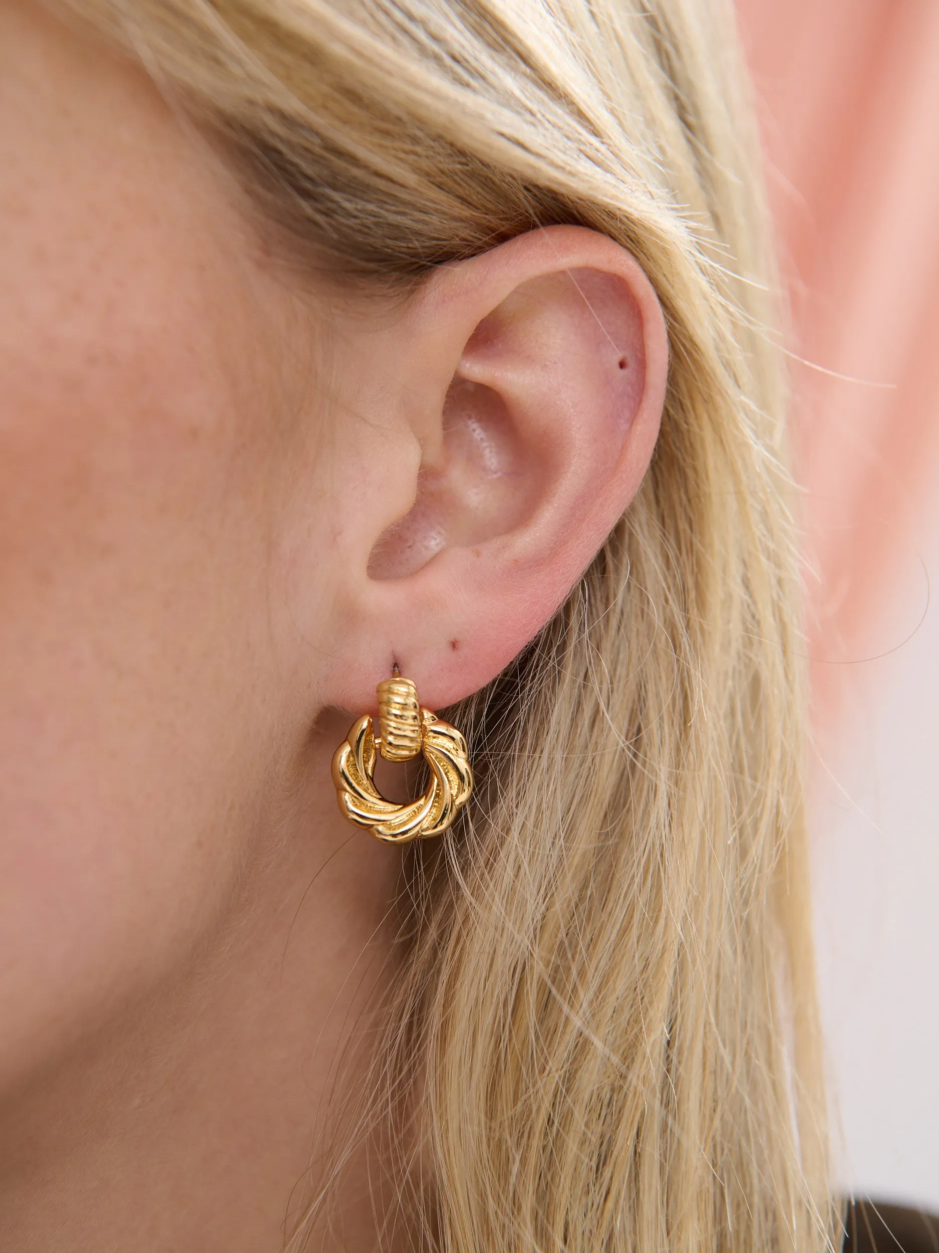 Circle Drop 18K Gold Plated Earrings