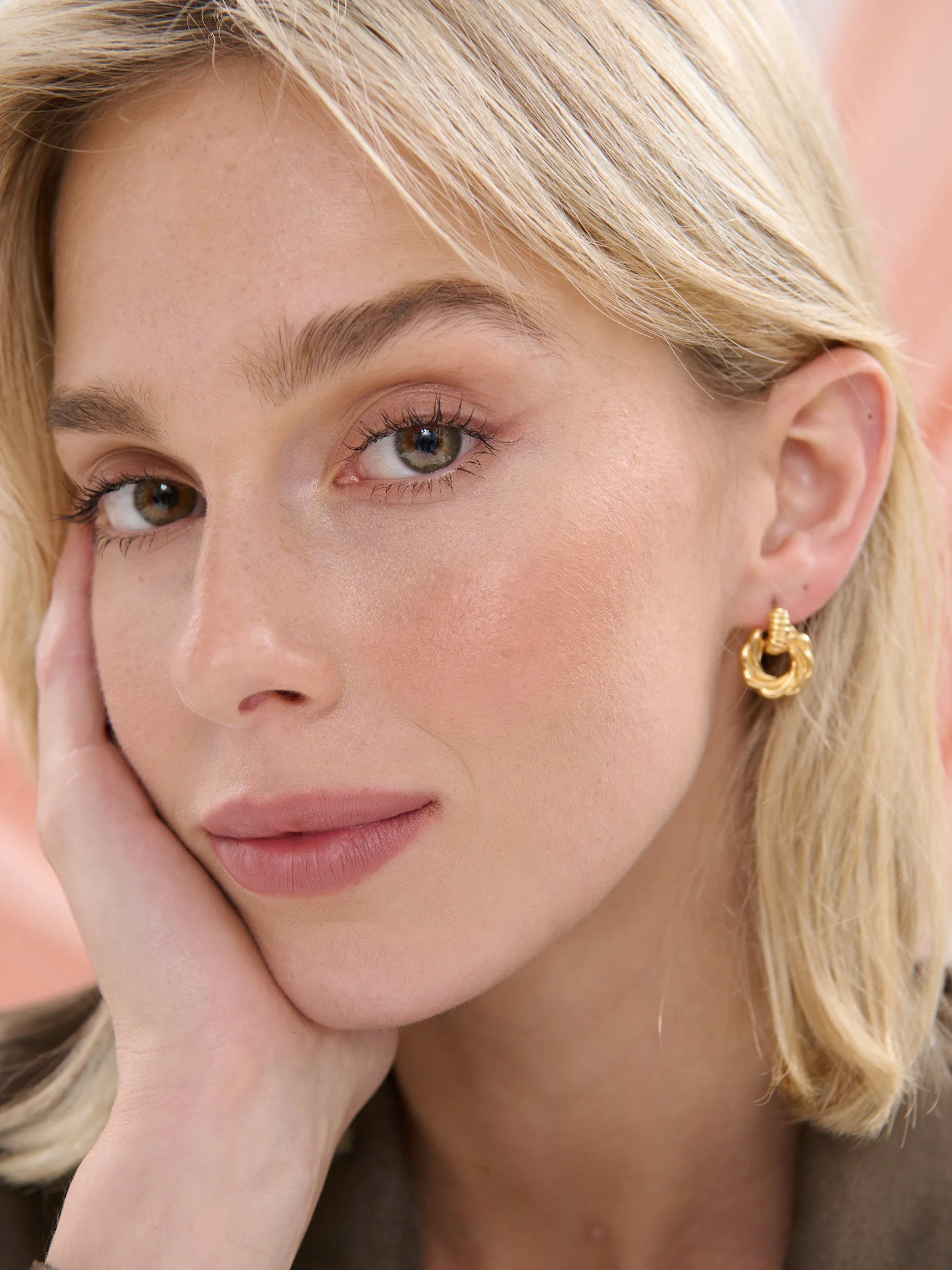 Circle Drop 18K Gold Plated Earrings