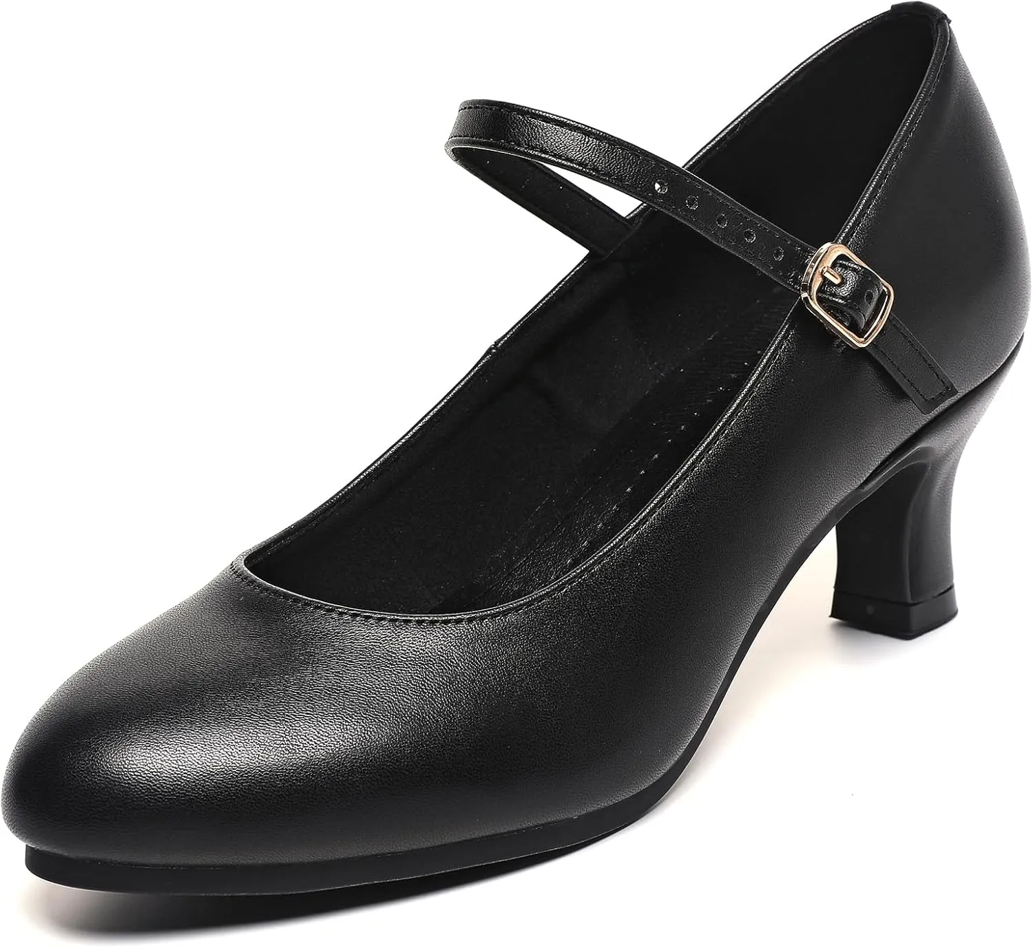 Classic Ballroom Dance Shoes for Women, Black Character Shoes, Prom Dance Heels with Low Kitten Heels Ankle Strap Rubber Sole Design, Dress Shoes for Women, Formal Shoes Office Working