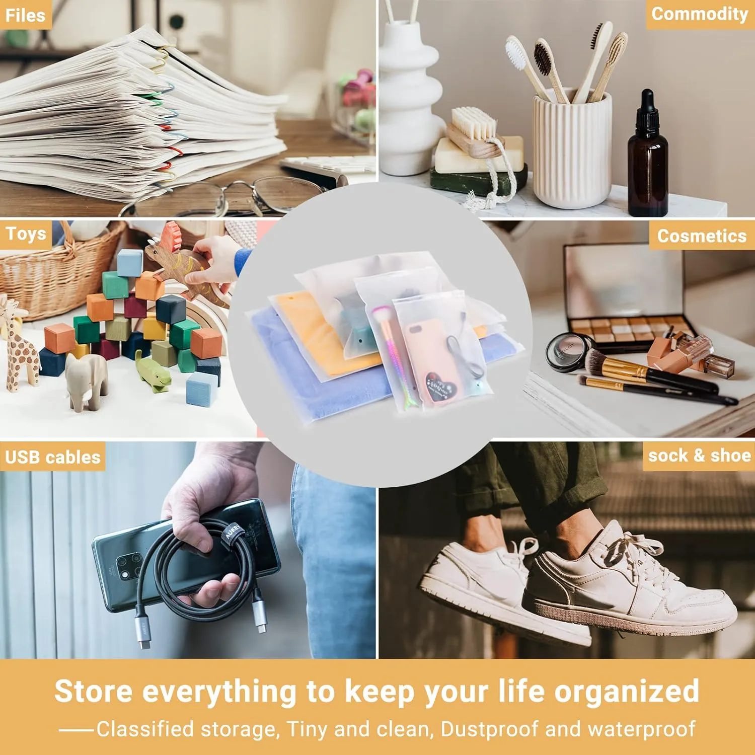 Clear Zipper Poly Bags, 50 Pcs 14x18 Inch Reclosable Plastic Bags Ziplock, with Zip Slider for Sweater Packaging, Clothing Mailing Selling Shipping, 3 Mil with Air Hole