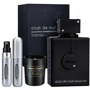 Club De Nuit Intense Perfume For Men 6.8 oz EDP Spray Eau de Parfum - Gift Set Pack with Scented Soy Candle and Empty Travel Perfume Atomizer