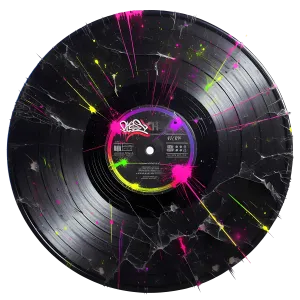 Color Drip Scratched Vinyl Record DTF (direct-to-film) Transfer