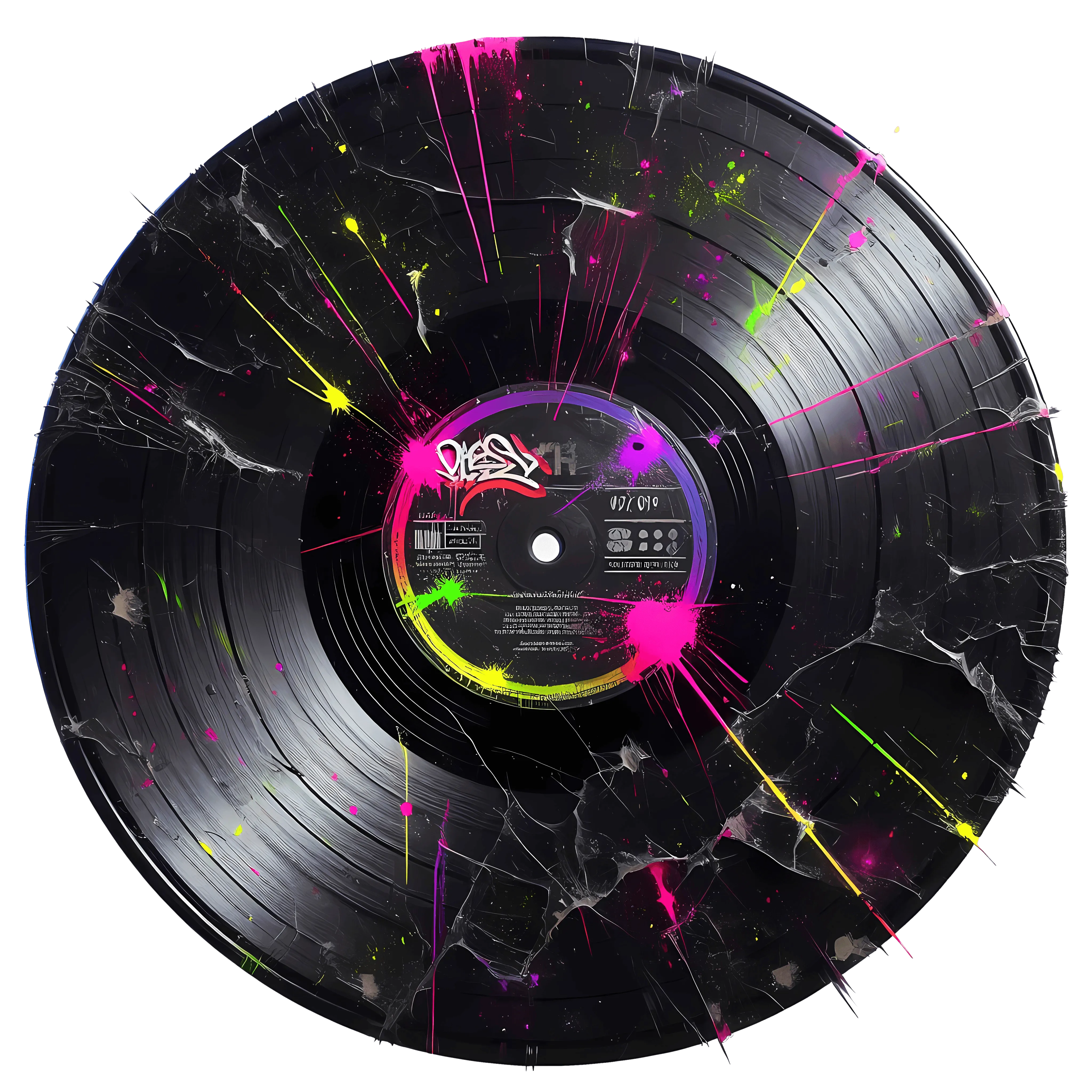 Color Drip Scratched Vinyl Record DTF (direct-to-film) Transfer