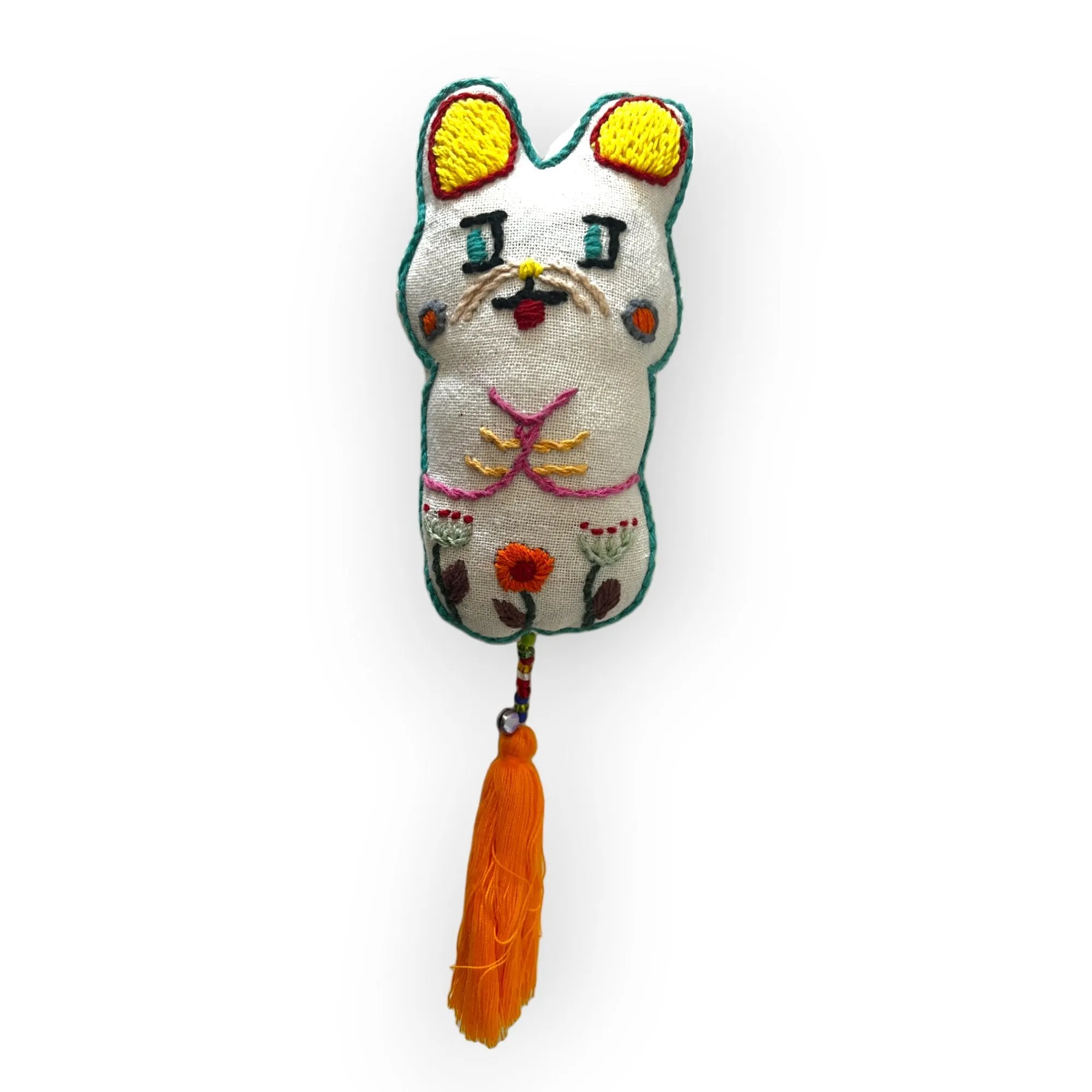 Colorful fabric creature companions for purses and key chains