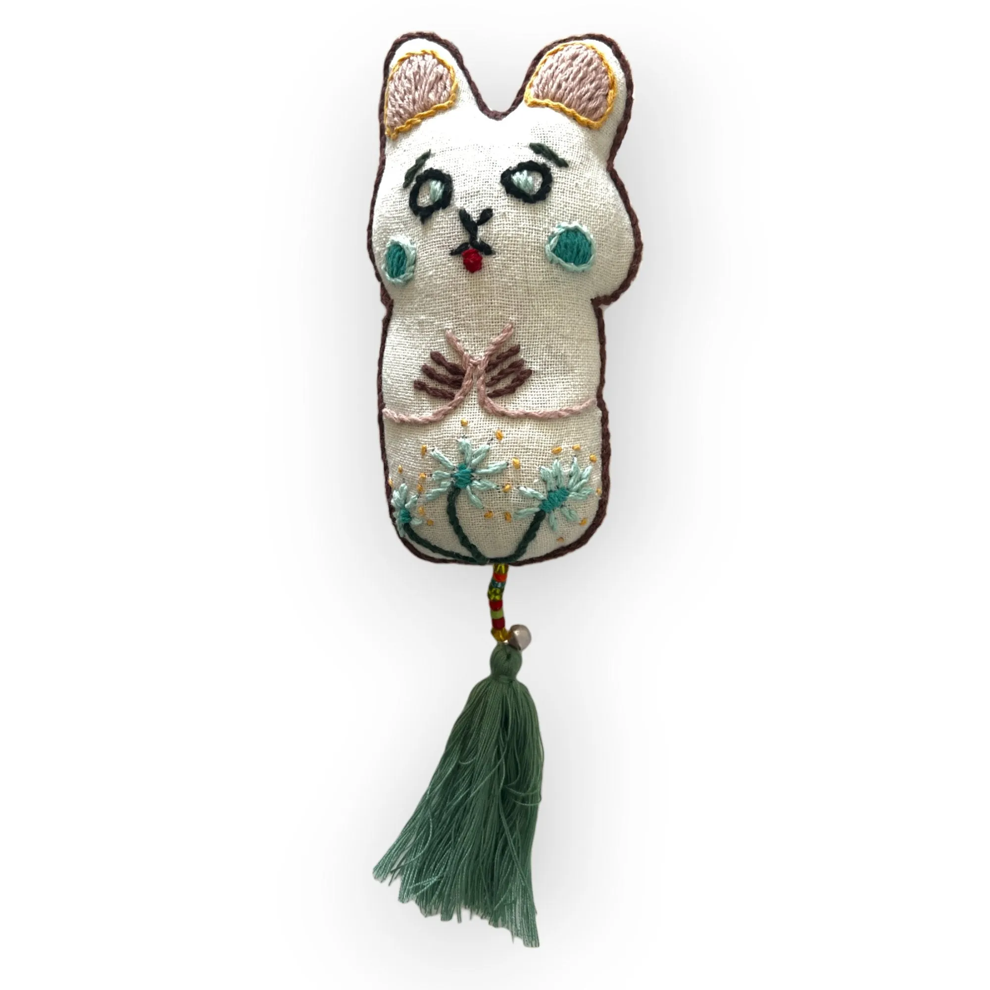 Colorful fabric creature companions for purses and key chains