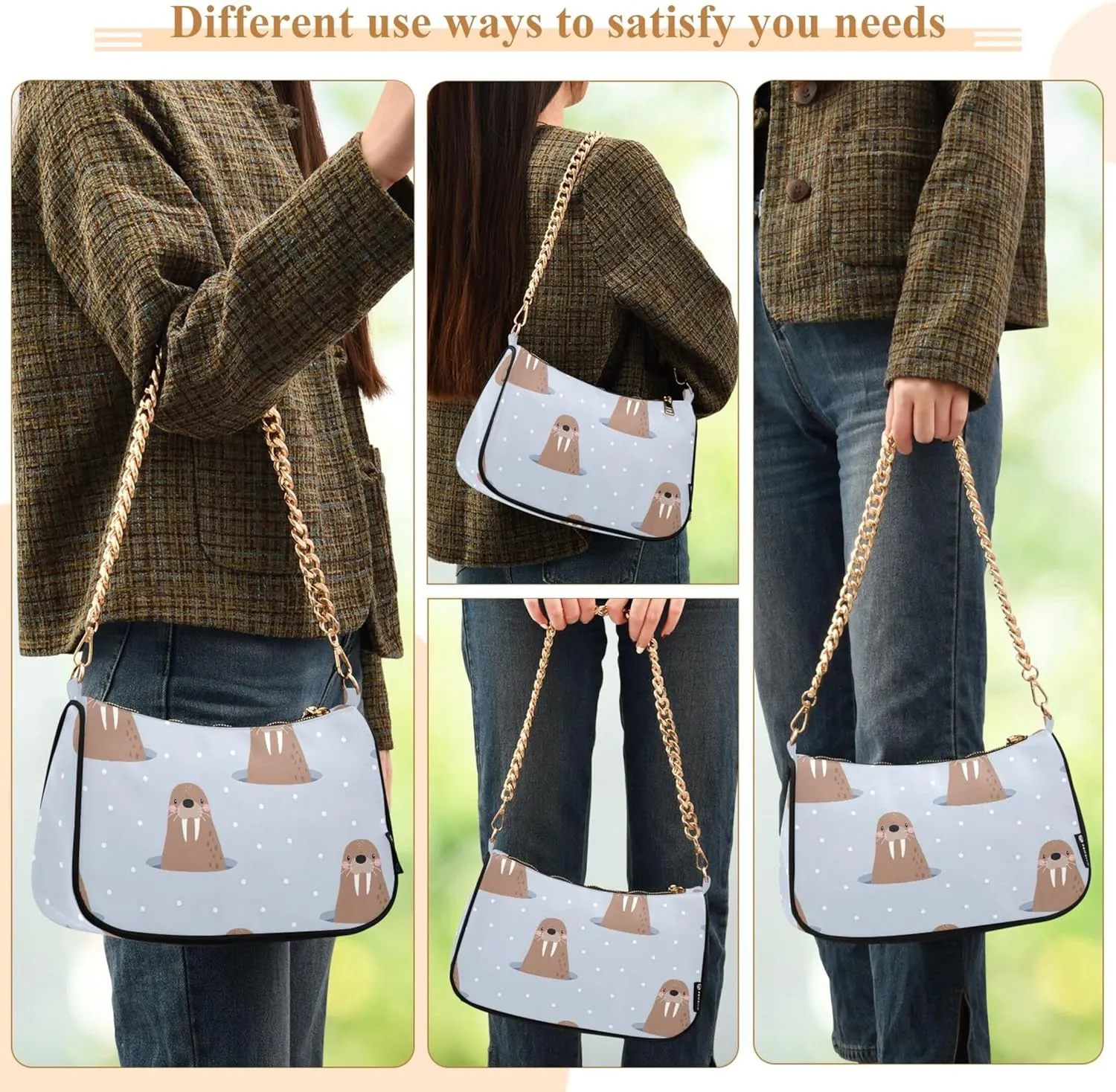 Colorful Seashells Pattern Satchel Purse Hobo Designer Bag Women Handbags Designer Chain Shoulder Handbag