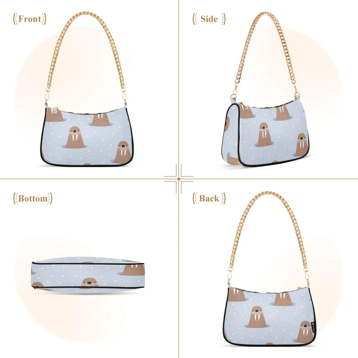 Colorful Seashells Pattern Satchel Purse Hobo Designer Bag Women Handbags Designer Chain Shoulder Handbag