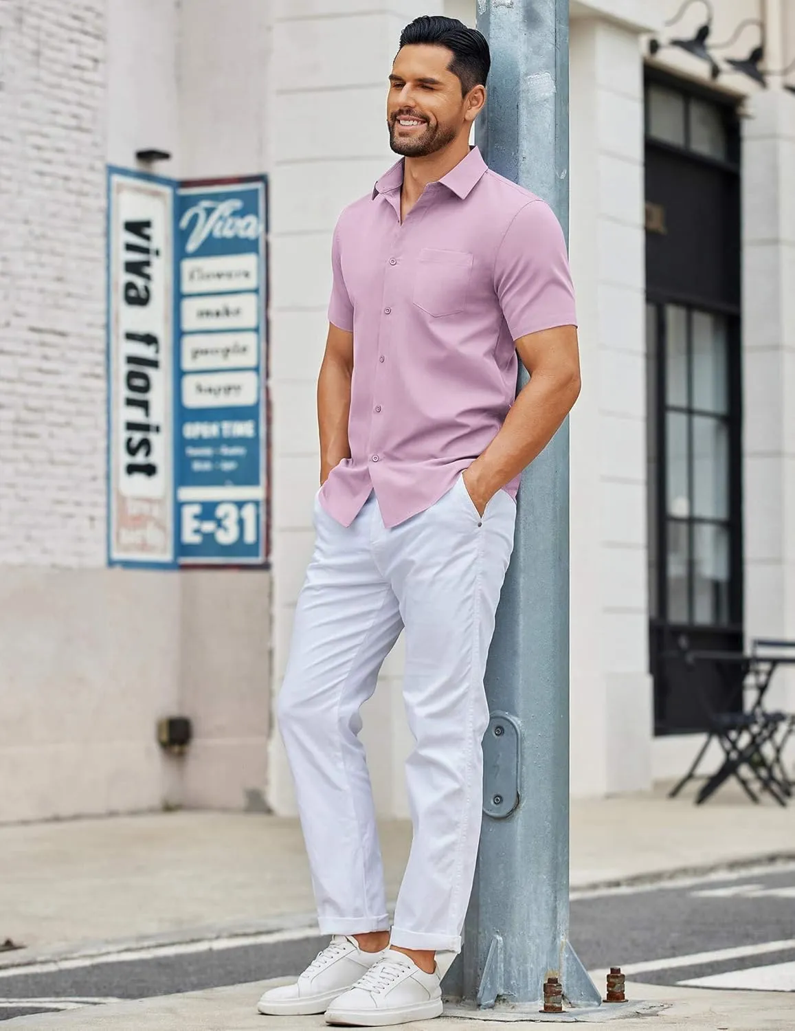 COOFANDY Men's Button Down Shirts Short Sleeve Casual Dress Shirts Untucked Summer Shirt with Pocket