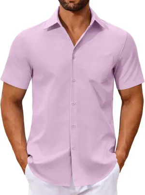 COOFANDY Men's Button Down Shirts Short Sleeve Casual Dress Shirts Untucked Summer Shirt with Pocket