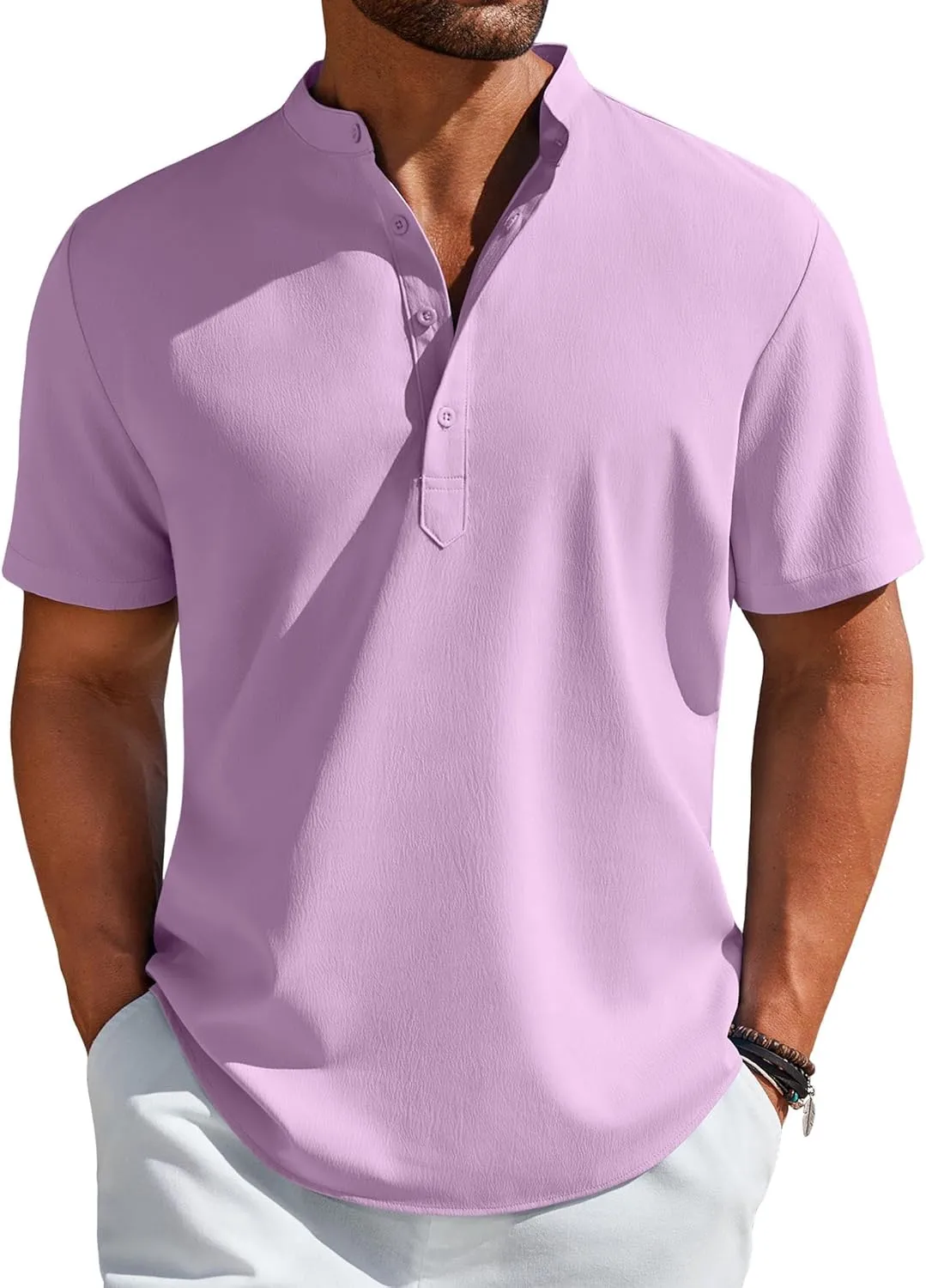COOFANDY Men's Henley Shirt Short Sleeve Casual T-Shirt Summer Beach Hippie Henley Tee Shirt
