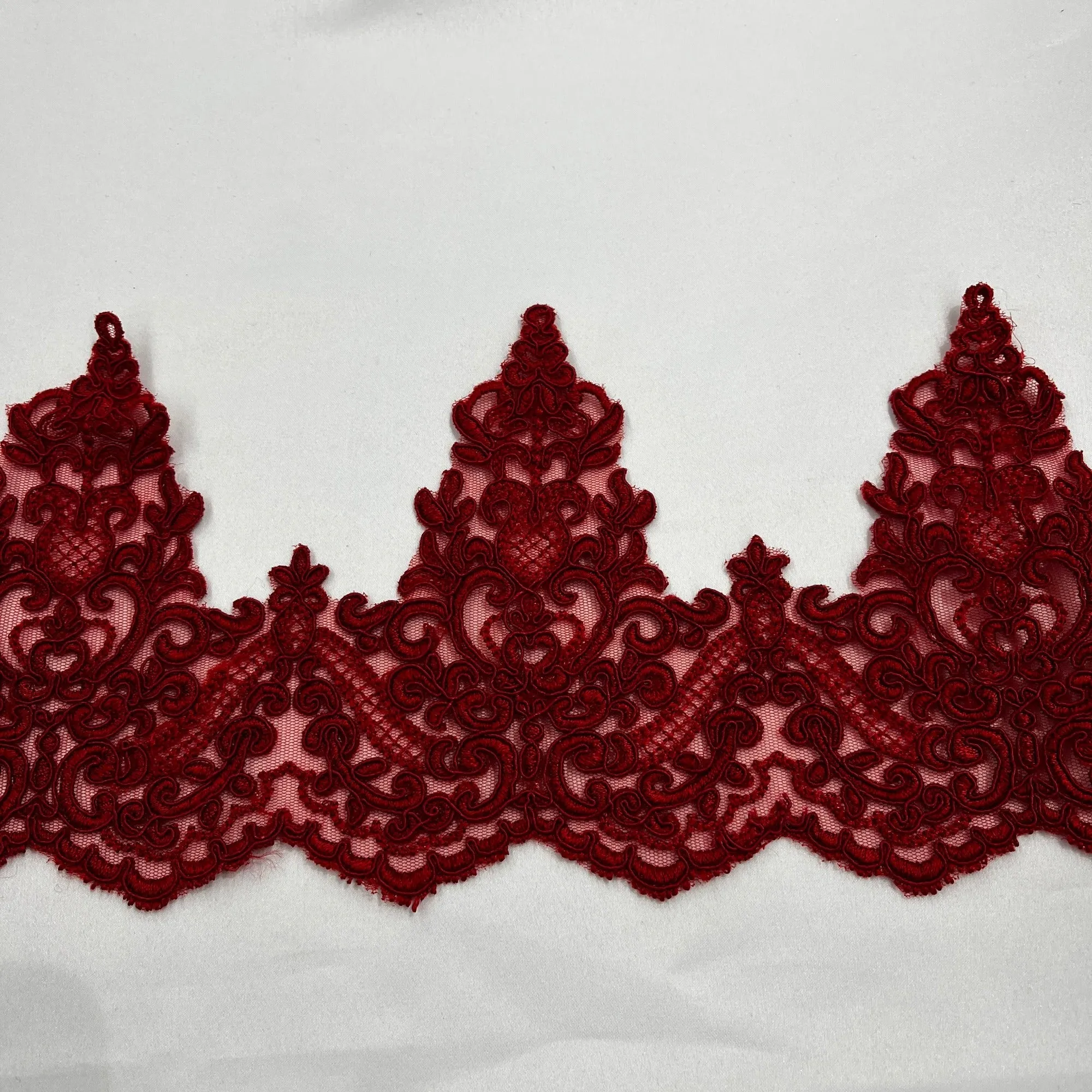 Corded Lace Trimming Embroidered on 100% Polyester Net Mesh | LaceUSA - 97014W