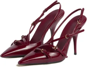 CORNMOOD Slingback Kitten Heels for Women Stiletto Heels Pointed Toe with Buckle Strap Heeled Sandals Pump Shoes Sexy