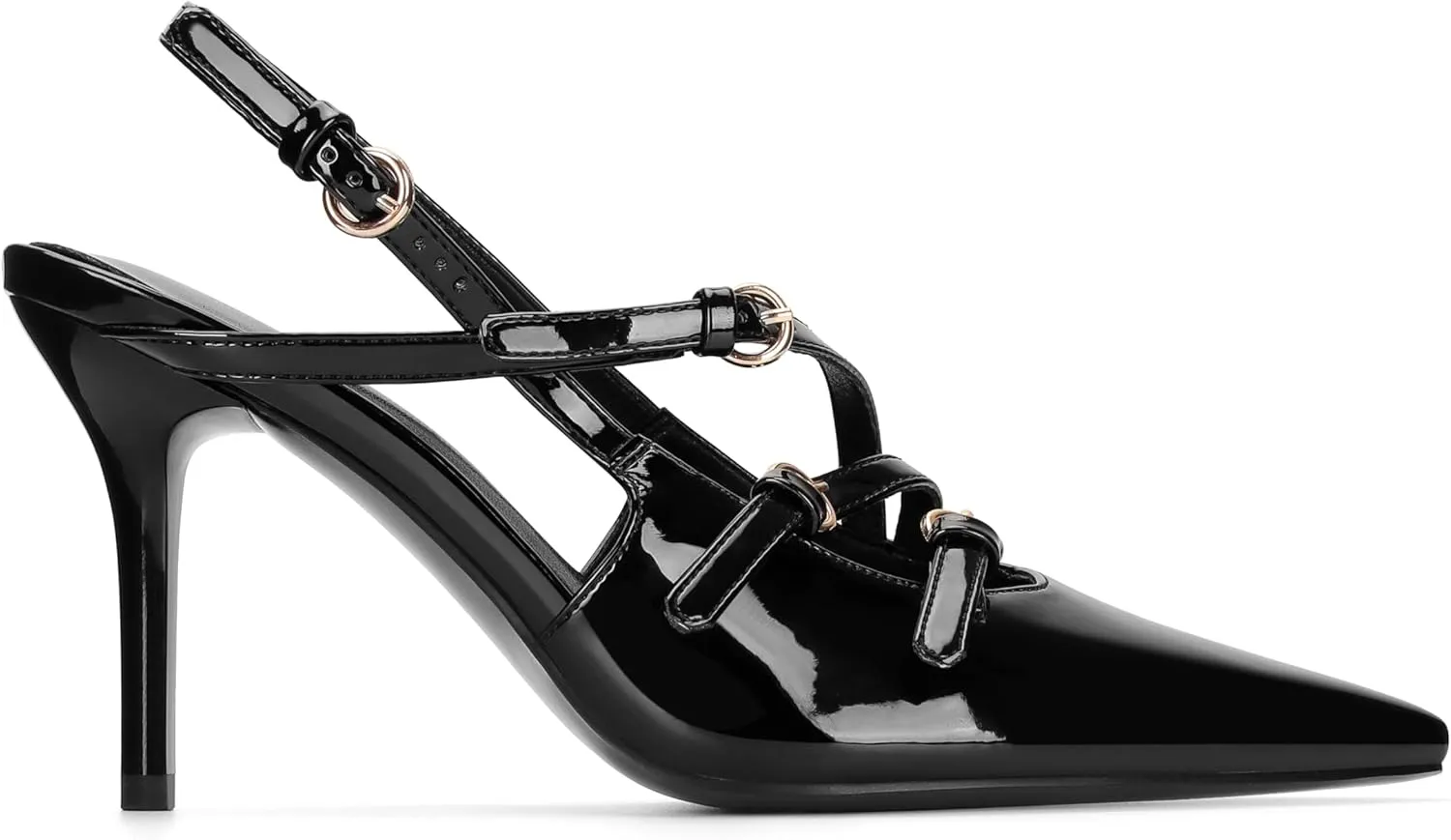 CORNMOOD Slingback Kitten Heels for Women Stiletto Heels Pointed Toe with Buckle Strap Heeled Sandals Pump Shoes Sexy