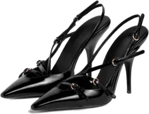 CORNMOOD Slingback Kitten Heels for Women Stiletto Heels Pointed Toe with Buckle Strap Heeled Sandals Pump Shoes Sexy