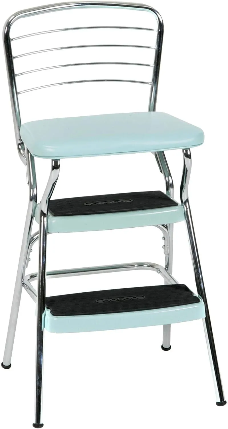 COSCO Stylaire Retro Chair   Step Stool with Flip-Up Seat, Teal