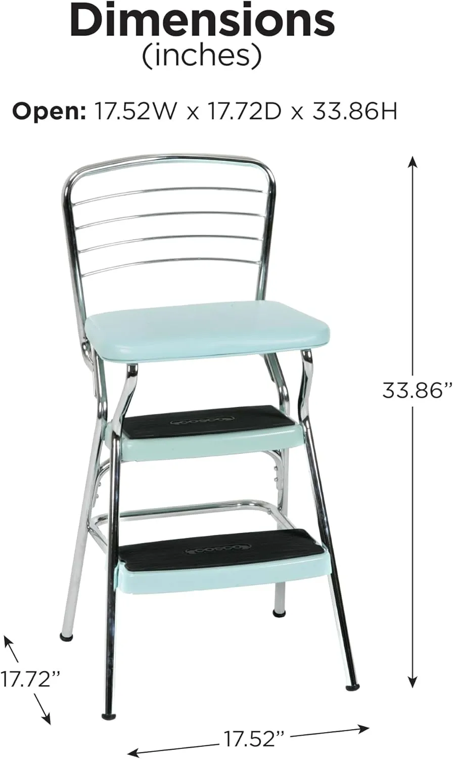 COSCO Stylaire Retro Chair   Step Stool with Flip-Up Seat, Teal
