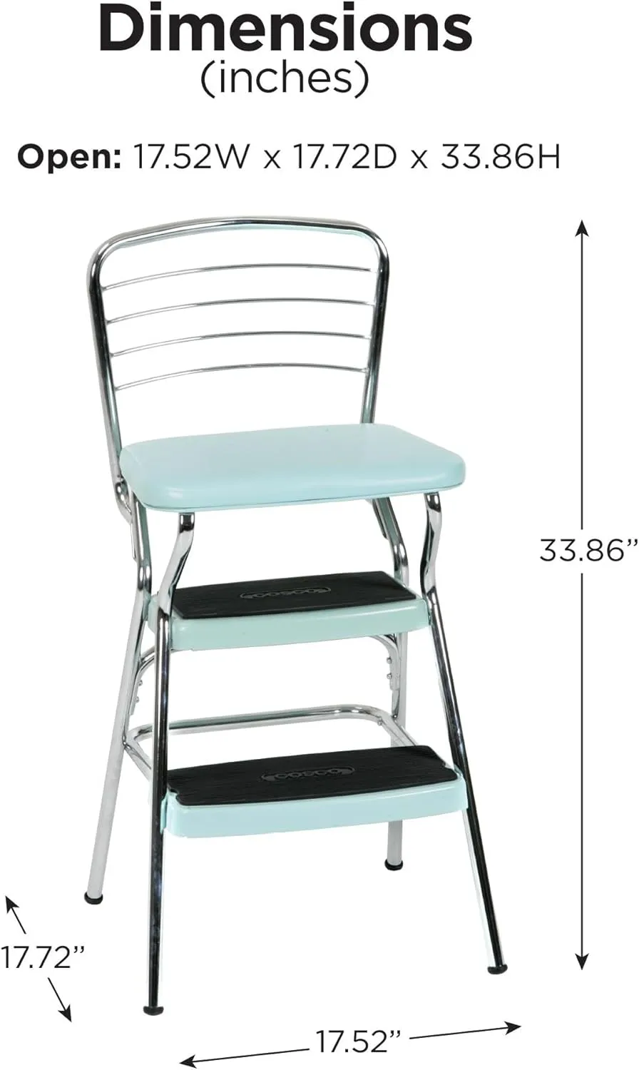 COSCO Stylaire Retro Chair   Step Stool with Flip-Up Seat, Teal
