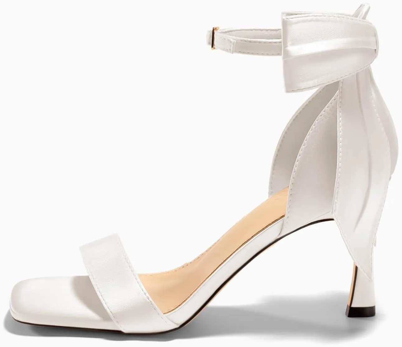 Coutgo Womens Bow Tie High Heels One Strap Heeled Sandals Sexy Stiletto Open Toe Wedding Bride Shoes