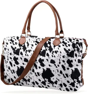 Cow Print Weekender Bag Extra Large, Stylish Duffle Bags for Travel, Surface Waterproof Carry on Travel Bag, Lightweight Overnight Hospital Bag Western Gifts for Women