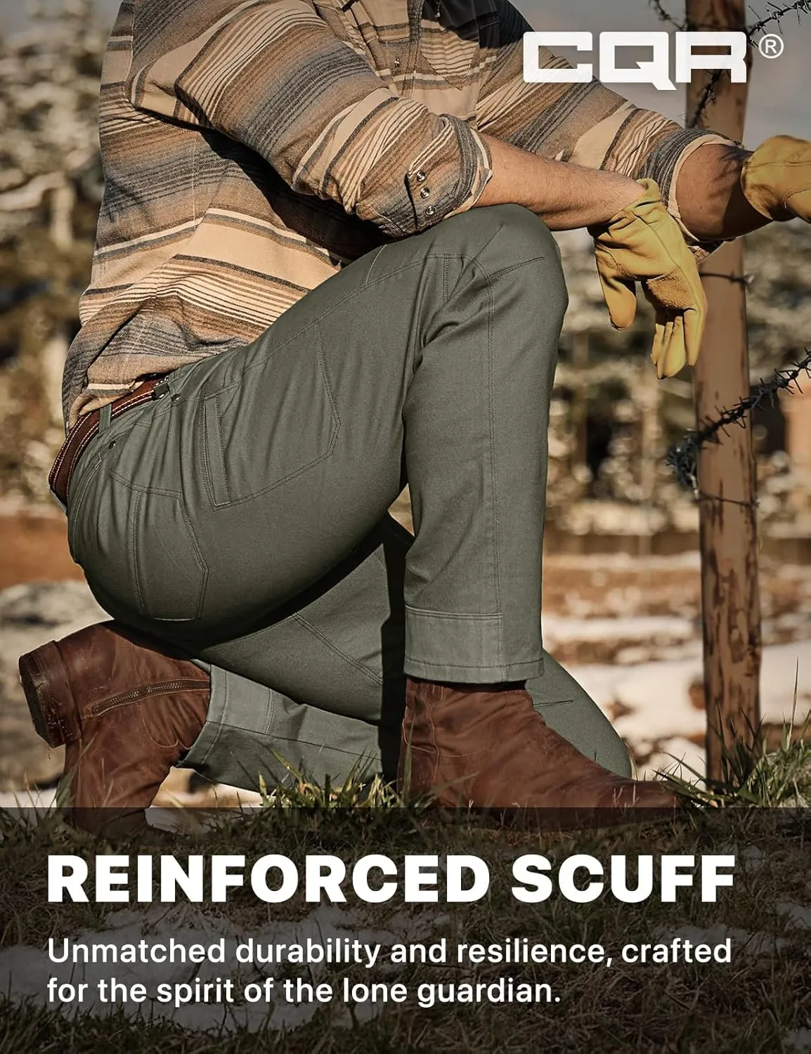 CQR Men's Motion Utility Casual Pants, Regular Fit Lightweight Work Pants, Water Resistant Outdoor Stretch Pants with Pockets