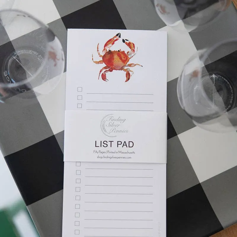 Crab Illustrated List Pad