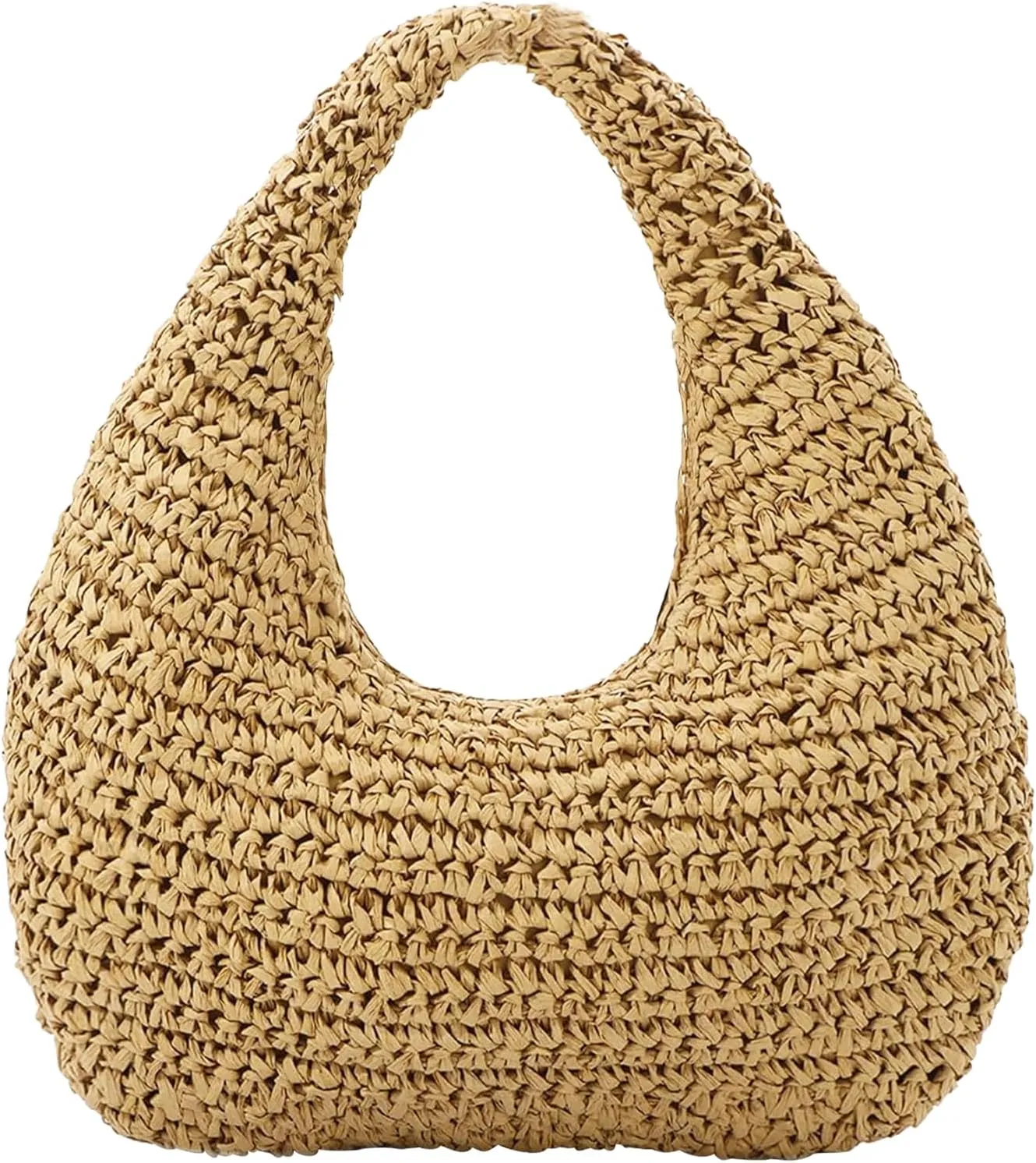 Crescent Straw Shoulder Handbag for Women Summer Beach Tote Raffia Woven Purse Hobo Underarm Bag 2025