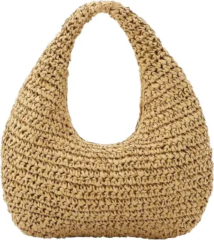 Crescent Straw Shoulder Handbag for Women Summer Beach Tote Raffia Woven Purse Hobo Underarm Bag 2025