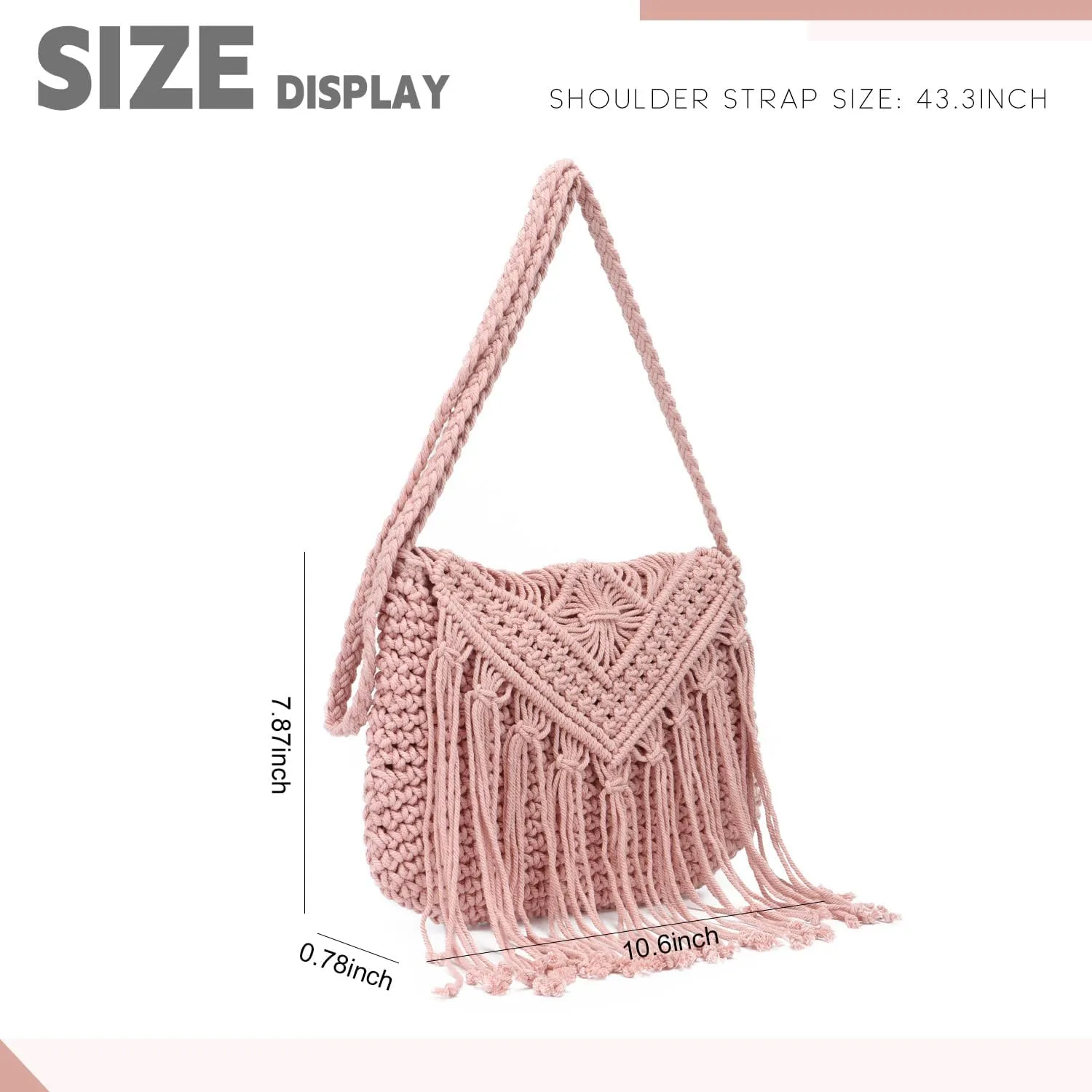 Crochet Tassel Shoulder Bag Handwoven Fringed Purse White Purse Summer Beach Bag Ethnic Boho Tassel Purse