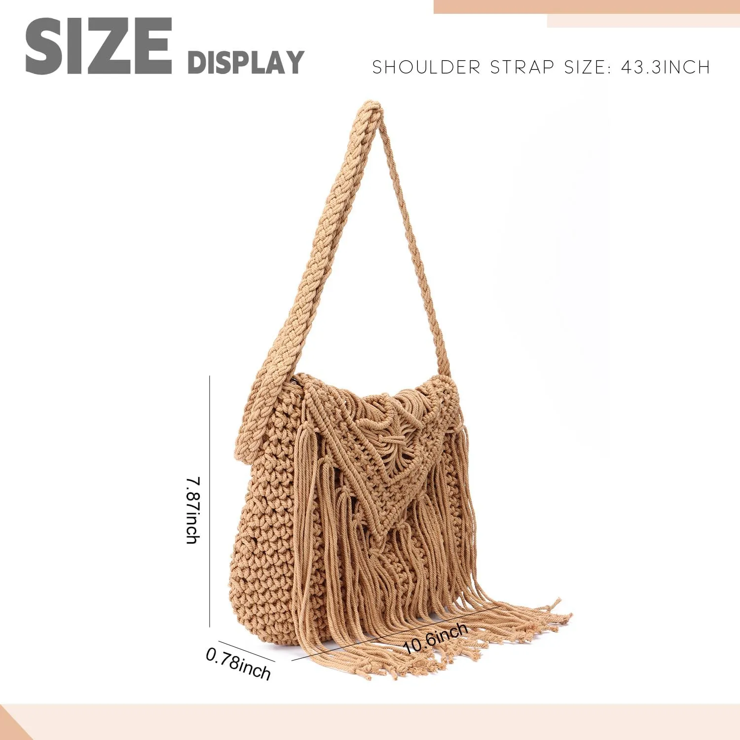 Crochet Tassel Shoulder Bag Handwoven Fringed Purse White Purse Summer Beach Bag Ethnic Boho Tassel Purse