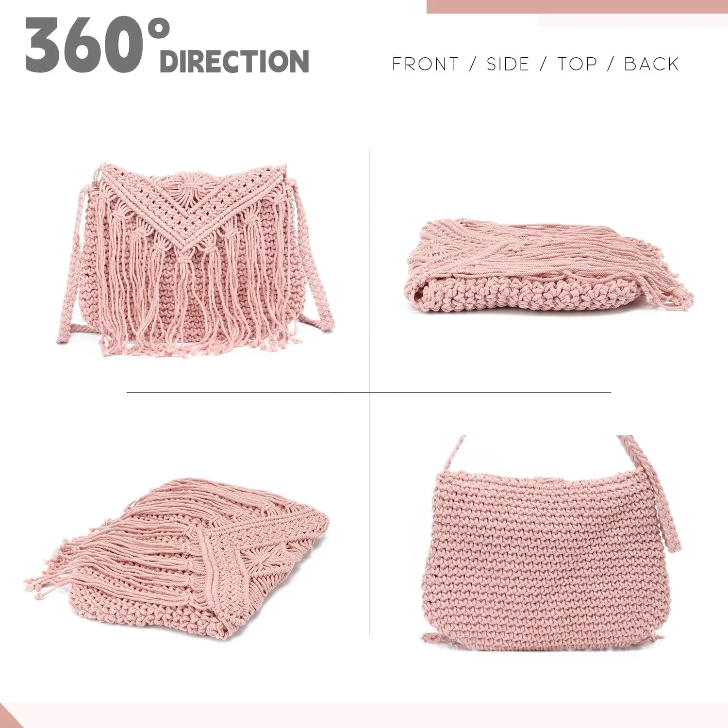 Crochet Tassel Shoulder Bag Handwoven Fringed Purse White Purse Summer Beach Bag Ethnic Boho Tassel Purse
