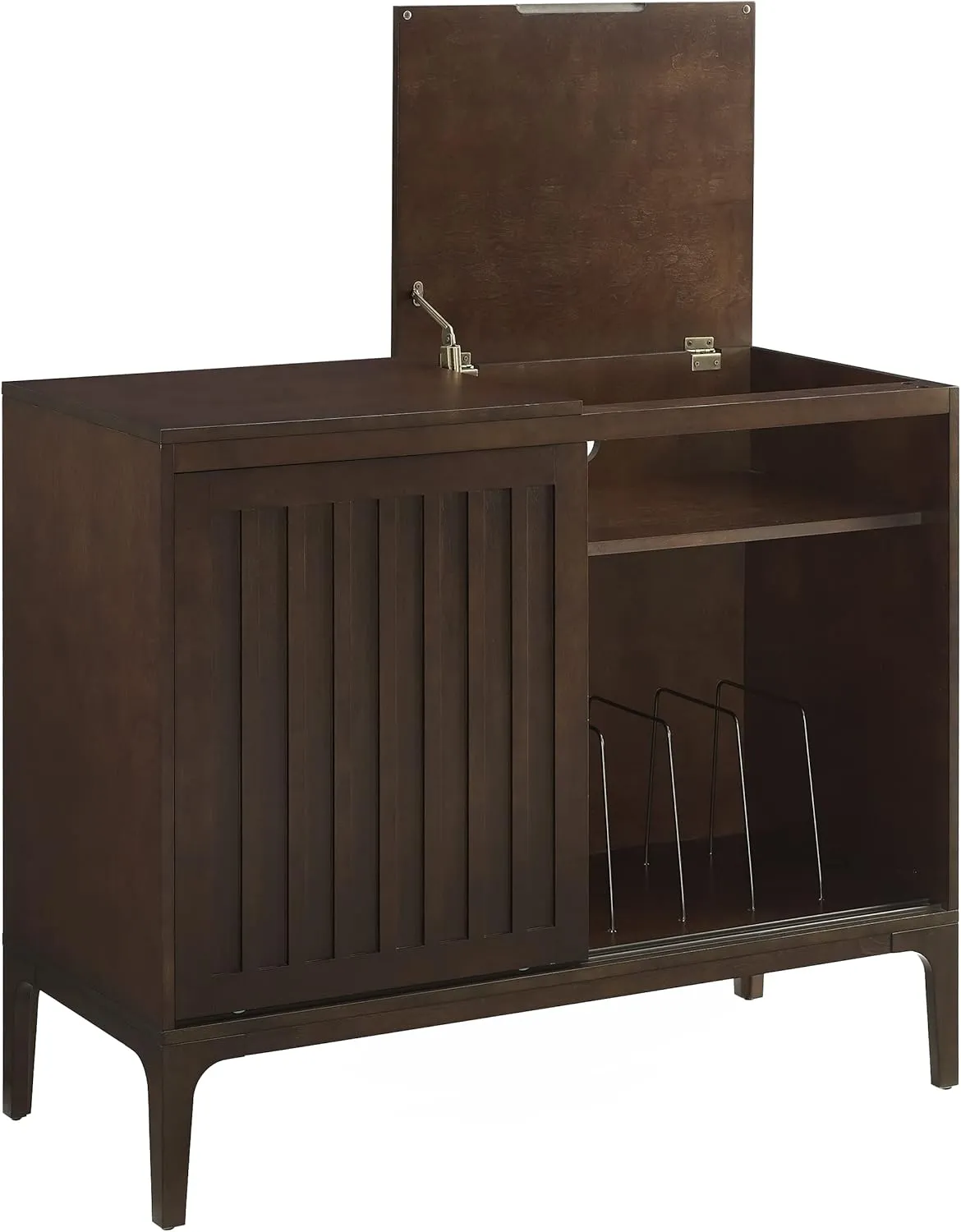 Crosley Furniture Asher Media Console and Record Player Stand with Storage for Vinyl Records, Dark Brown