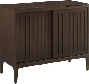 Crosley Furniture Asher Media Console and Record Player Stand with Storage for Vinyl Records, Dark Brown
