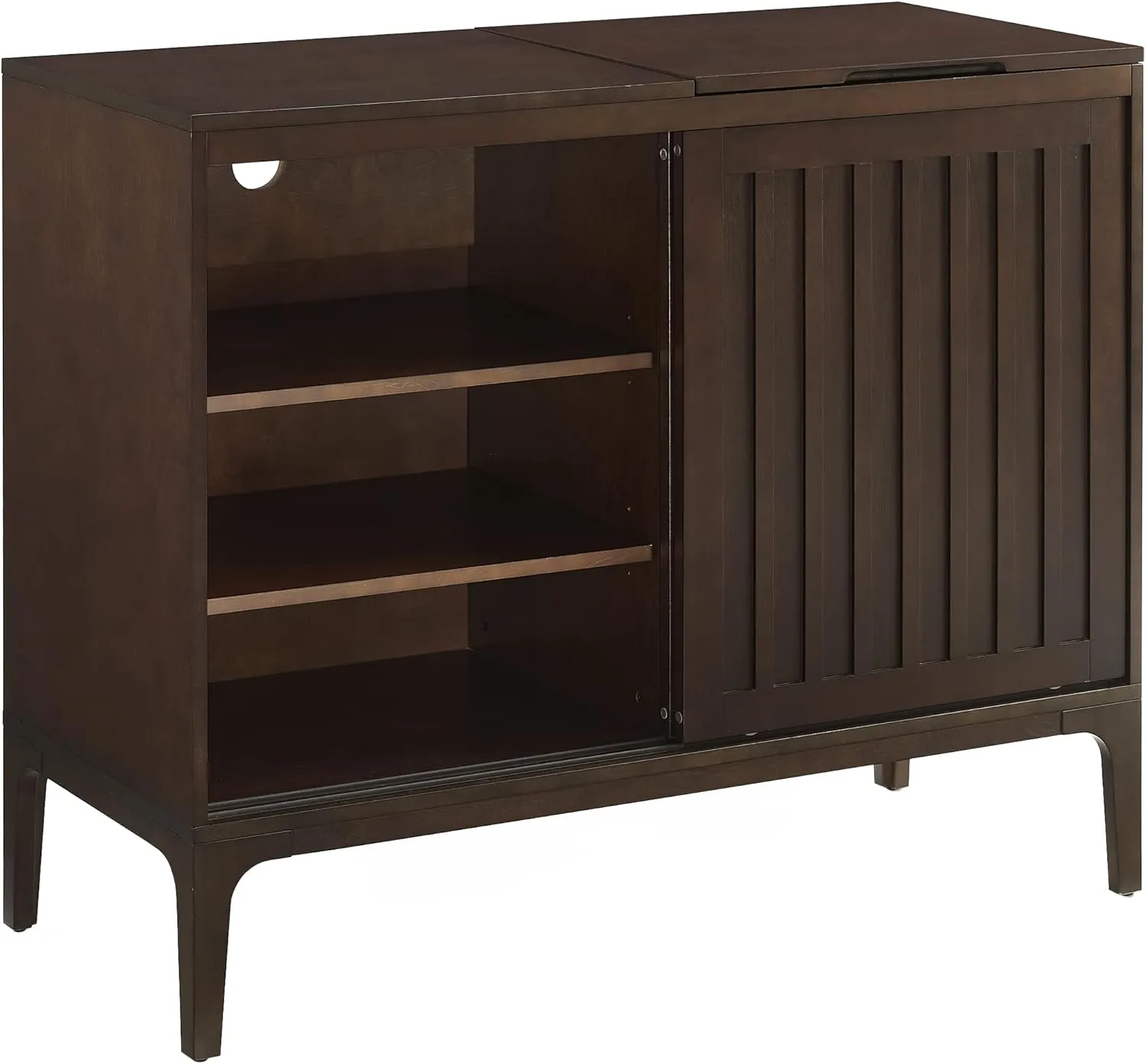 Crosley Furniture Asher Media Console and Record Player Stand with Storage for Vinyl Records, Dark Brown