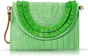 Crossbody Bags for Women, Straw Clutch Purses, Bohemian Handmade Woven Envelope Package, Tassel Handbags for Women
