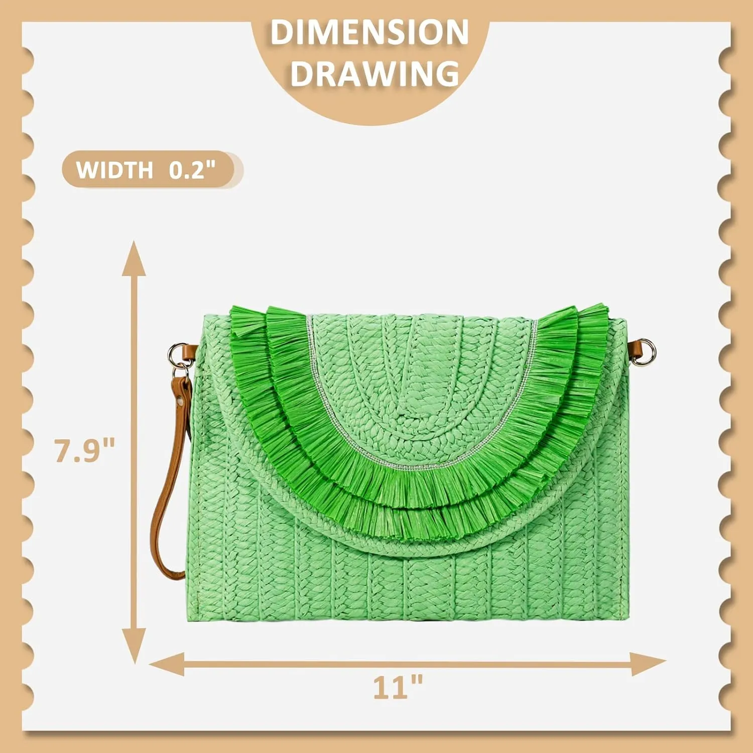 Crossbody Bags for Women, Straw Clutch Purses, Bohemian Handmade Woven Envelope Package, Tassel Handbags for Women